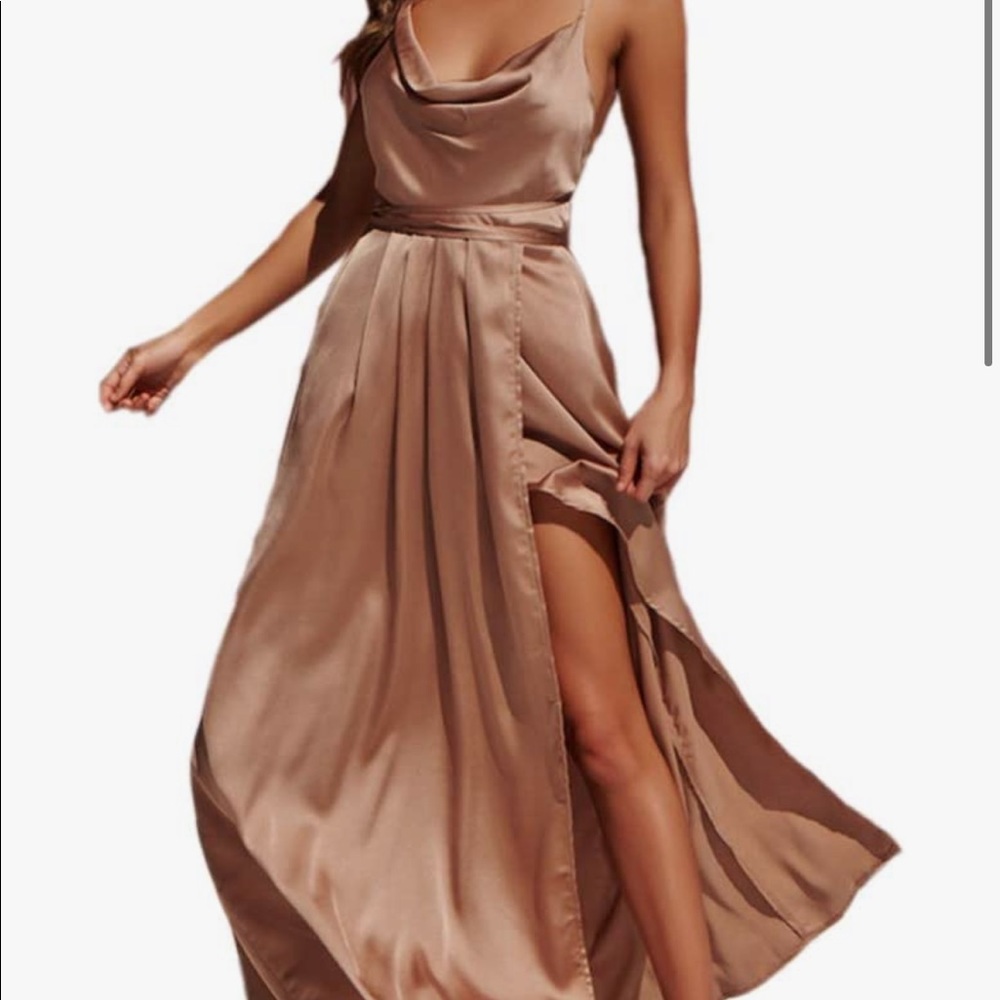 Satin Cowl-Neck Dress
